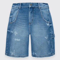 Bermuda En Denim Silueta Semi Amplia