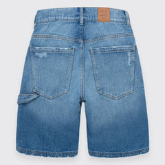 Bermuda En Denim Silueta Semi Amplia