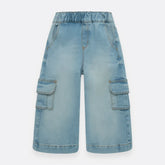 Denim Wide Leg Con Bolsillos Cargo