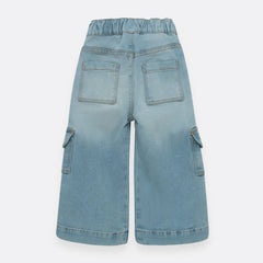 Denim Wide Leg Con Bolsillos Cargo